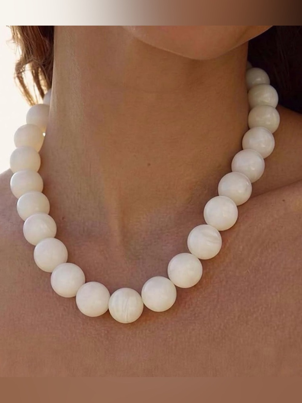 NEW! Classic Cream Beaded Necklace. A7-223 - Picture 3 of 10